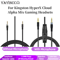 YAYINCC 3.5MM Plugs Braided Cable Extension Cord With Volume Control Mic Mute For Kingston HyperX Cloud Alpha Mix Gaming Headset
