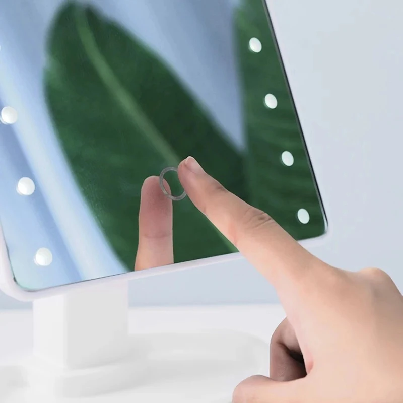 مرآة تجميل مع لمبة ليد أضواء ، مرآة مكياج مضيئة مرآة تجميل مع لمبة ليد شاشة تعمل باللمس ، 180 درجة دوران ، مرآة مكتب للنساء ، أسود ، أبيض