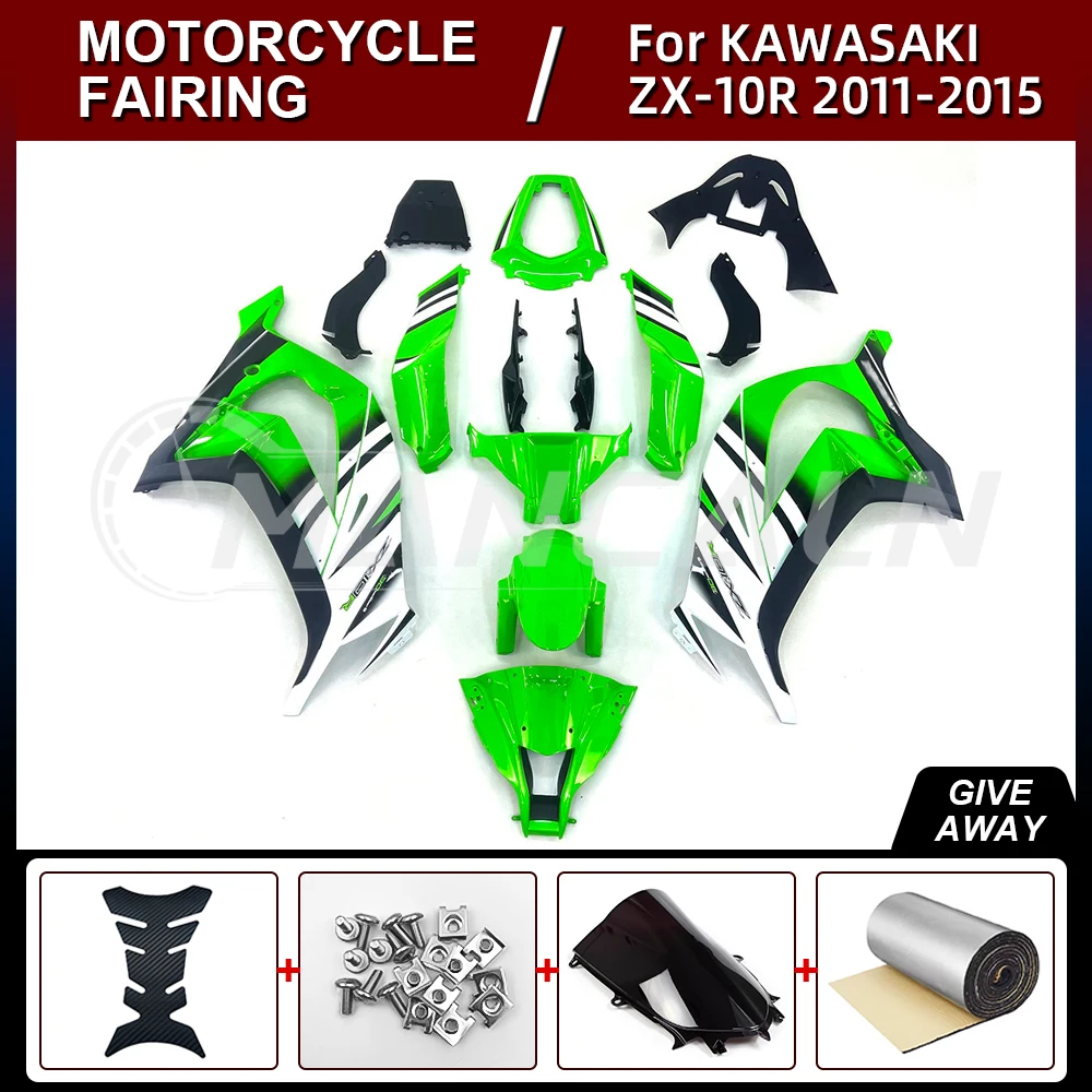 Motorcycle Fairings Kit for KAWASAKI ZX-10R ZX10R 2011-2015 Bodywork Set High Quality ABS Injection New green white