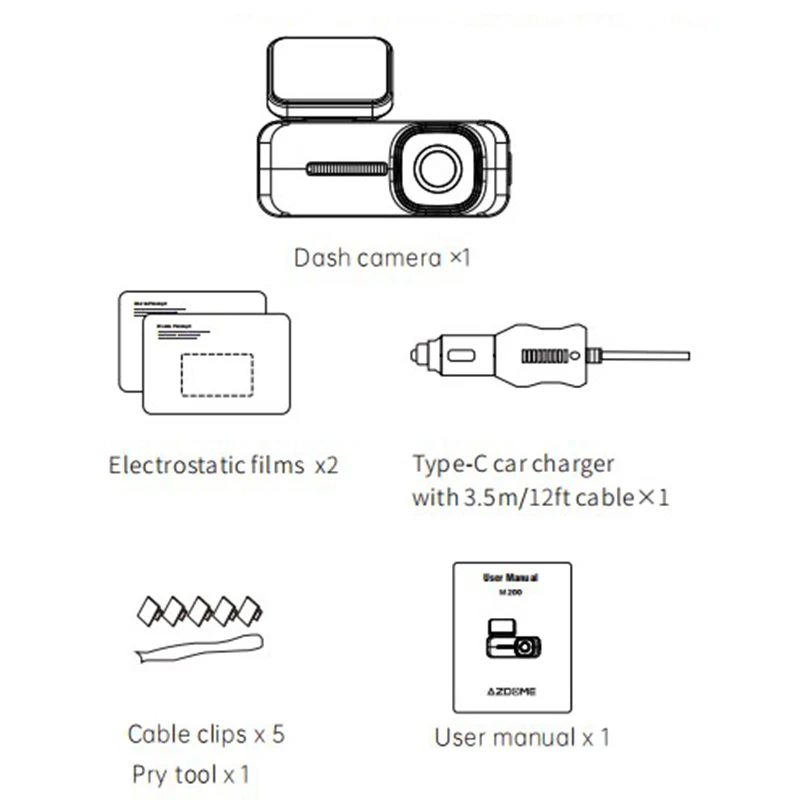 AZDOME M200 Dash Cam Engels Spraakbesturing 2K Auto DVR WiFi Camera voor Voertuig Nachtzicht G-sensor 24H Parking Monitor