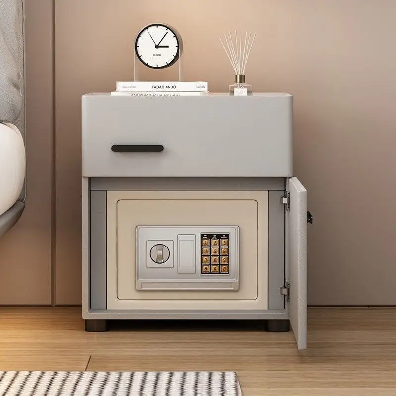 AOLIVIYA Bedroom Bedside Table Nightstand Sofa Side Storage Cabinet Smart Safe Wireless Charging Drawer Locker Modern Slim