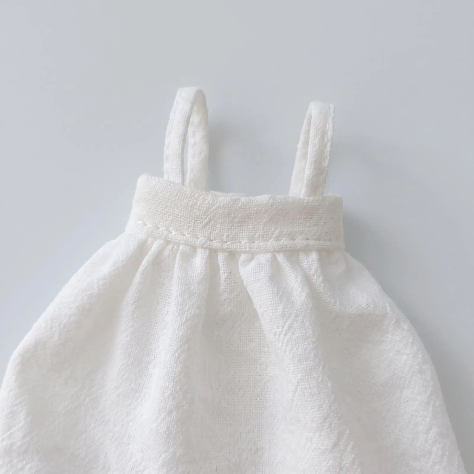 Cute 10cm Doll Dress Cotton Linen A-line Silhouette Thin Strap Camisole Style Miniature Figure Outfit for Dollhouse Accessory