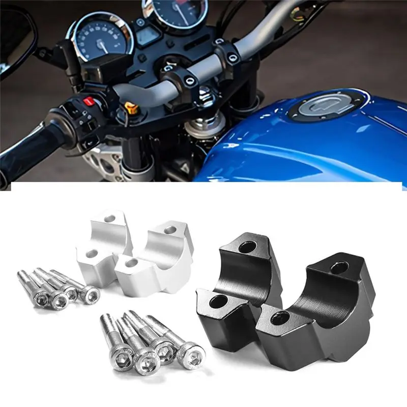 T37C Handle Bar Riser Clamp Extend Handlebar Adapter Mount for Yamaha XT1200Z Super Tenere XTZ1200 XTZ 1200 2014- (Silver)
