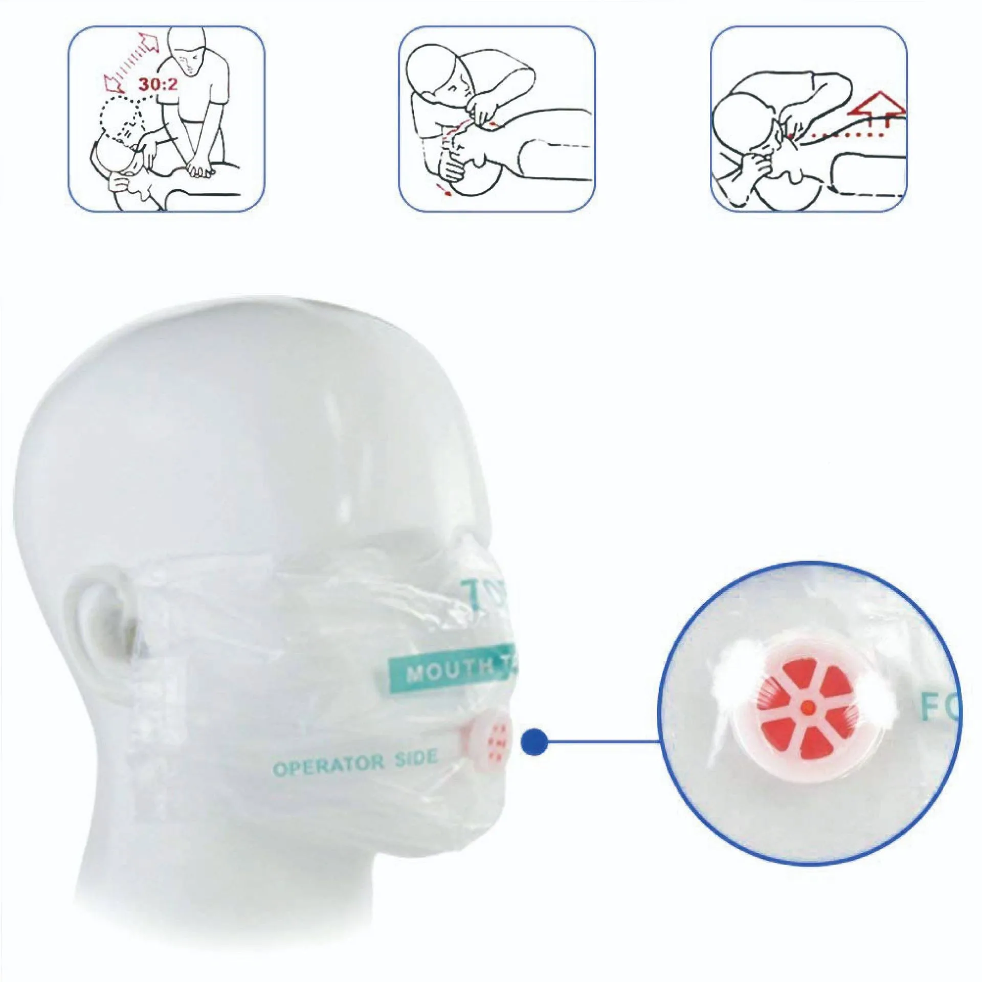 Imagem -02 - Portátil First Aid Emergency Mask Face Shield Membrana Profissional 1-way Valve Rescue Tool Cpr 10 Pcs