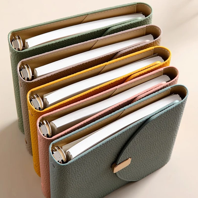 A6 Pu Leather Cover Budget Binder Loose-leaf Binder Line Notebook Saving Bill Organizer Accessories