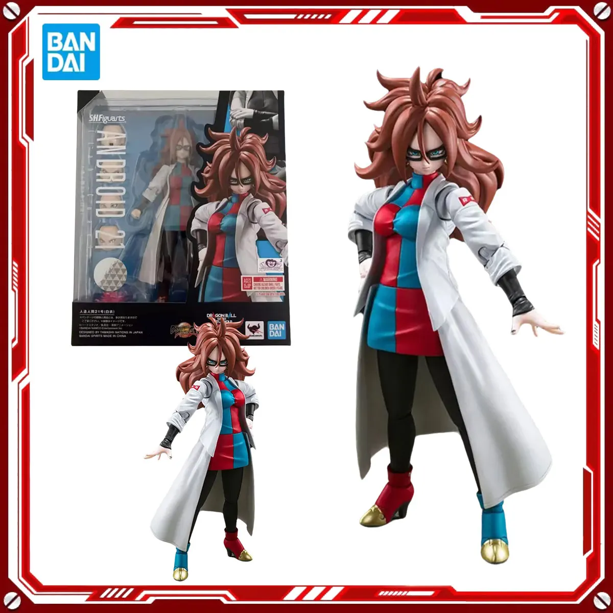 Bandai-Kits de modelos de Anime Dragon Ball auténticos, Android 21, bata de laboratorio, juguetes, figura de acción SHF, modelo de ensamblaje, regalo para niños y escuela