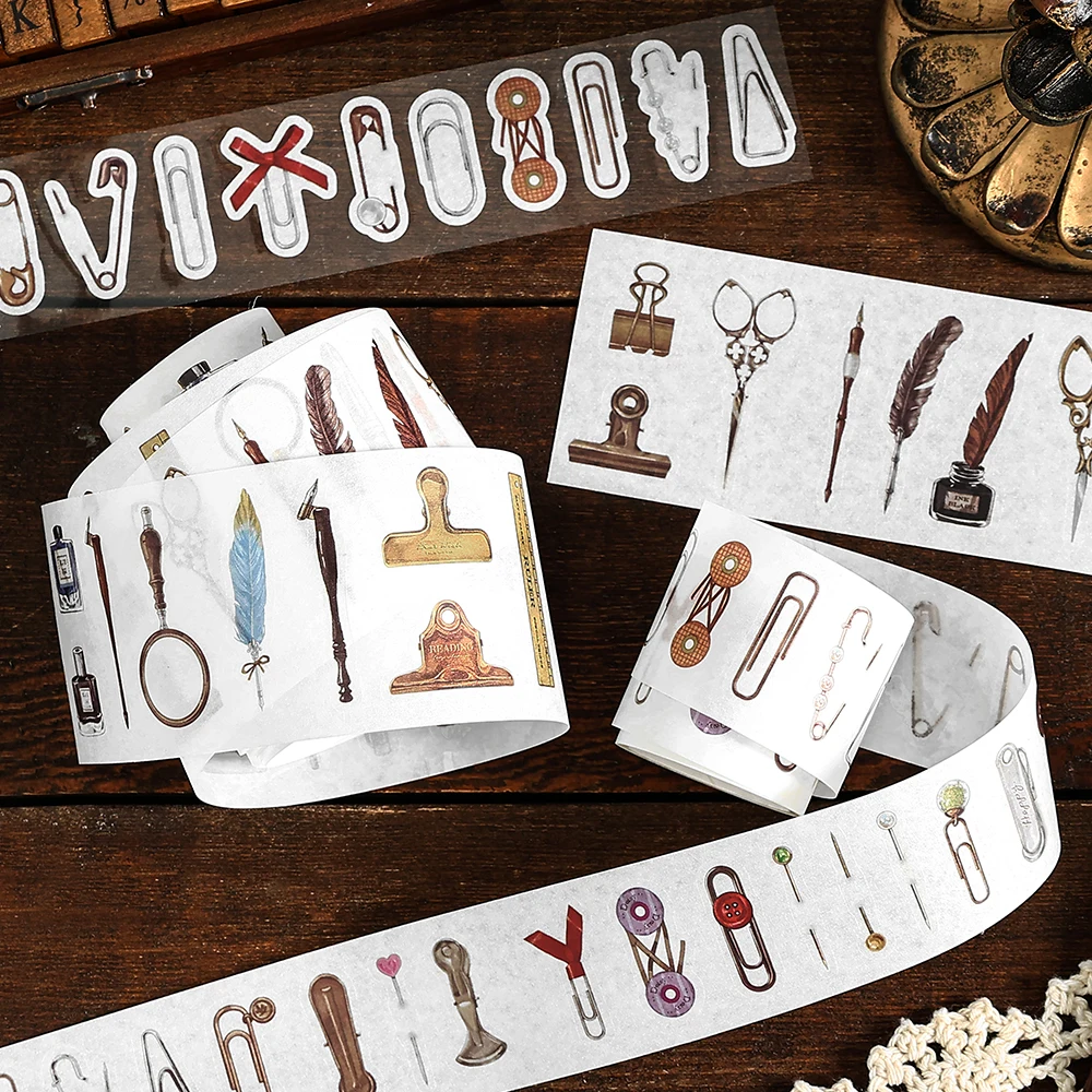 Card Lover 50M * 2M 1 Rol [Seri Pengarsipan Memori 2] Kit Bahan Scrapbooking Pita Washi Deco Akun Tangan Die-Cutting Retro