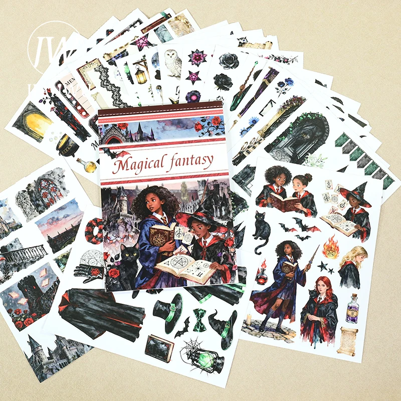 

JIANWU 20 Sheets/book Vintage Magic Flower Landscape Material Collage Scrapbooking Sticker Book Creative DIY Journal Stationery