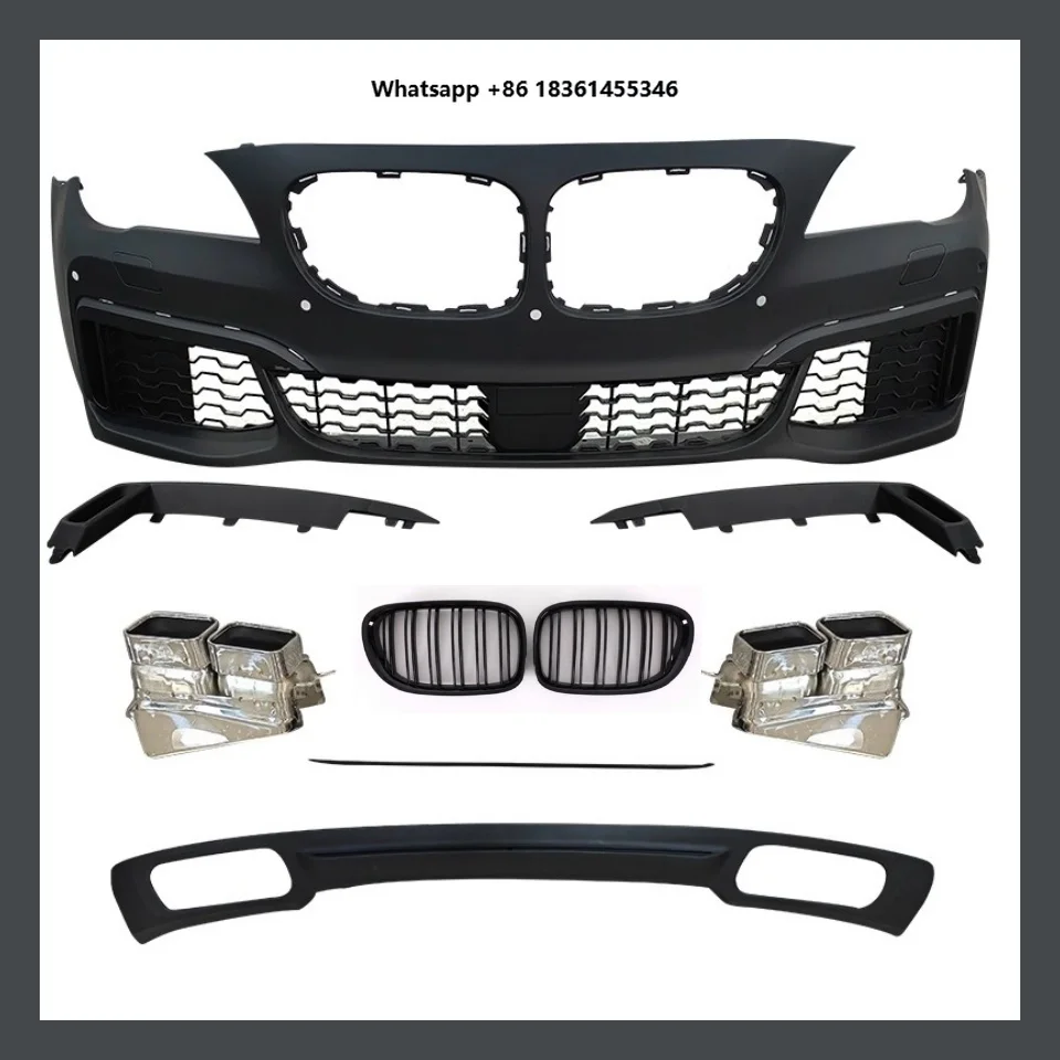 For 7 Series F01 F02 730 09-15 Upgraded to M760 Style Front Bumper Grille Assembly Rear Lip Tail Throat Body Kit