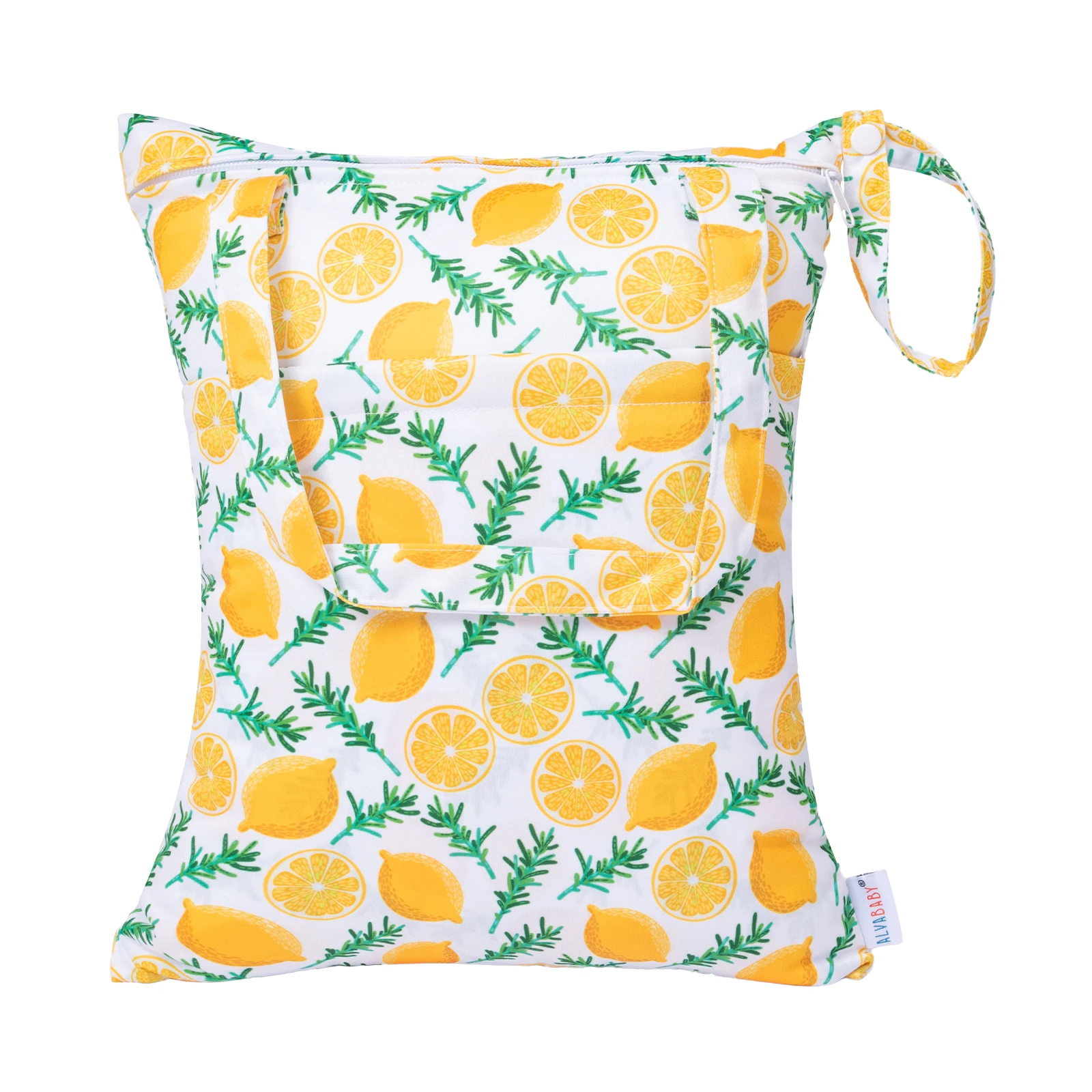 

ALVABABY Tote Bag Многоразовая сумка для подгузников 30x36 см Сумка для влажных и сухих подгузников с ручкой Два кармана на молнии Сумка для подгузников для бассейна