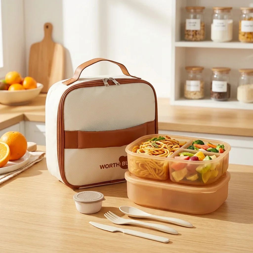Detachable Plastic Bento Box Microwavable 3 Compartment Food Storage Containers Divided Snack Lunchbox For Kids School Adult