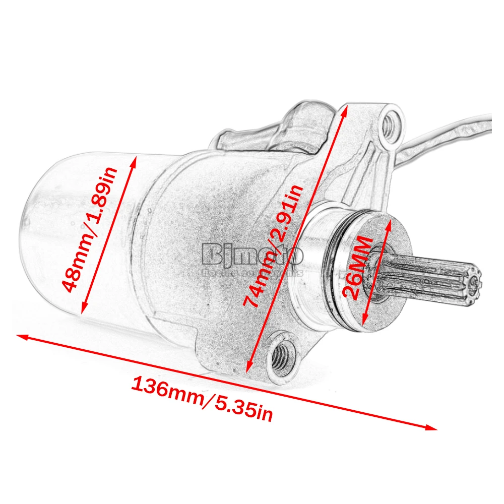 Motorrad-Anlasser für Yamaha TTR50E TT-R50 TTR90 TT-R90 T105E Crypton YZF R15 R125A R125 WR125 WR125R WR125X MT125A – Detail 2