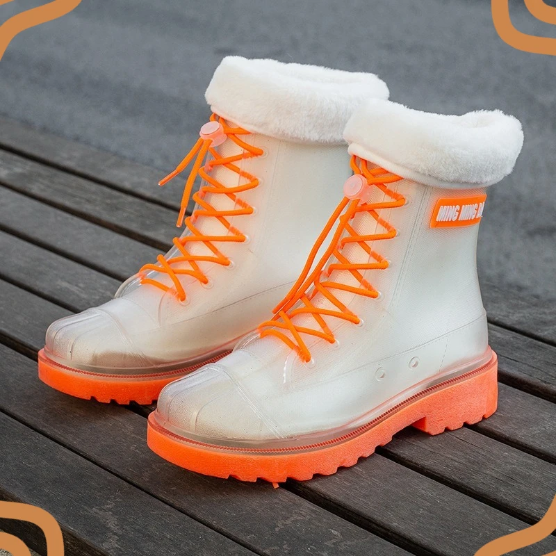 Fashion Women's Rain Boots Exquisite Platform Ankle Boots for Woman High Quality Rubber Shoes Designer Shoes Botas De Mujer