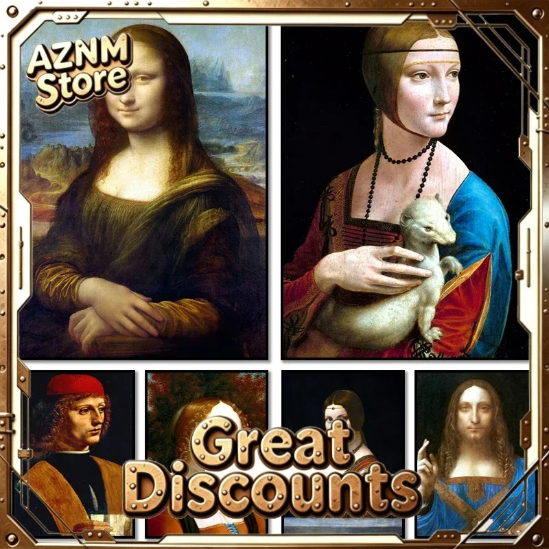 Famous Leonardo Da Vinci Artwork Mona Lisa Salvator Mundi Canvas Painting And Print Poster Wall Art For Living Room Home Deco