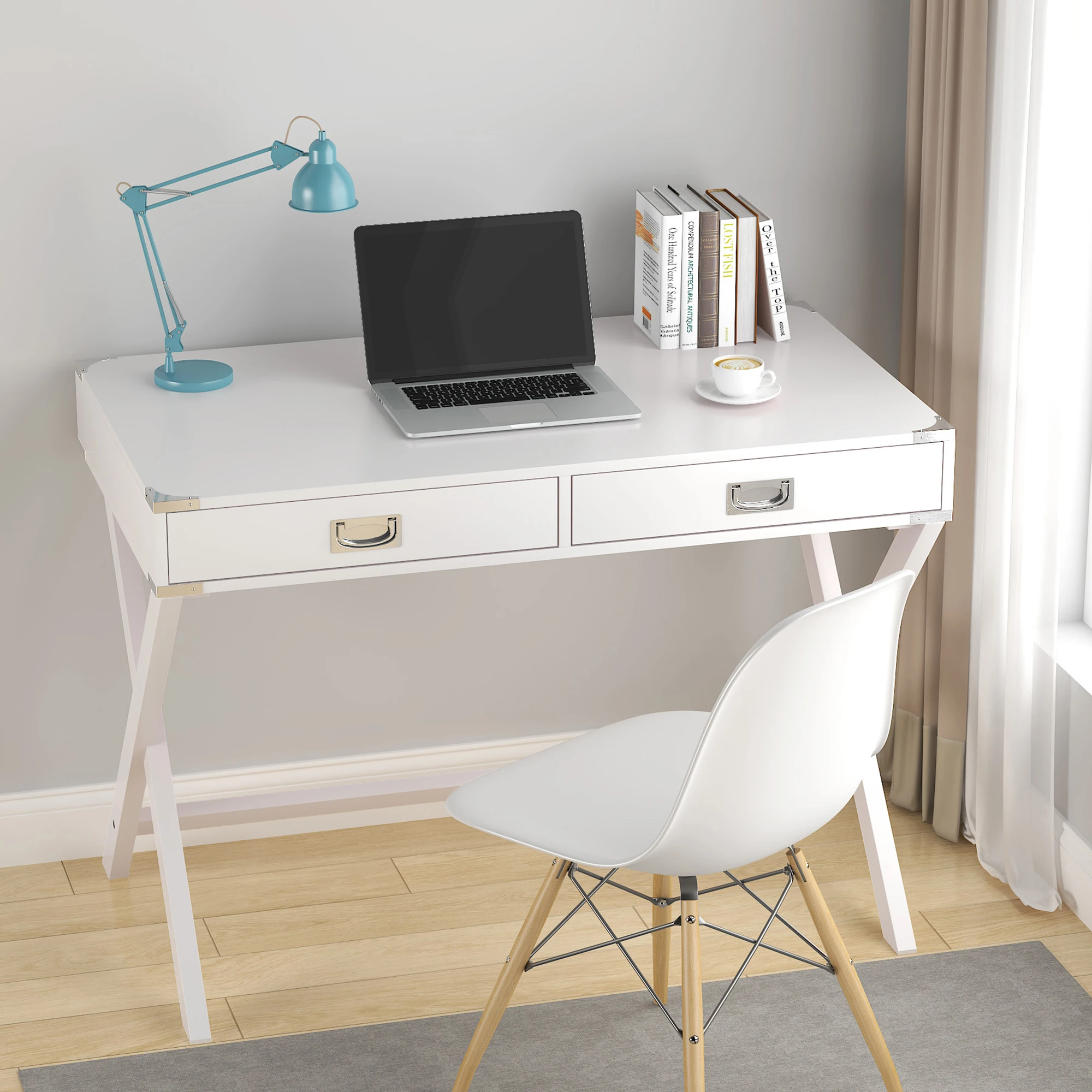 Modern Solid Wood Computer Table with Storage and Drawers Small Writing Desk for Home Office, Study Table with Spacious Storage