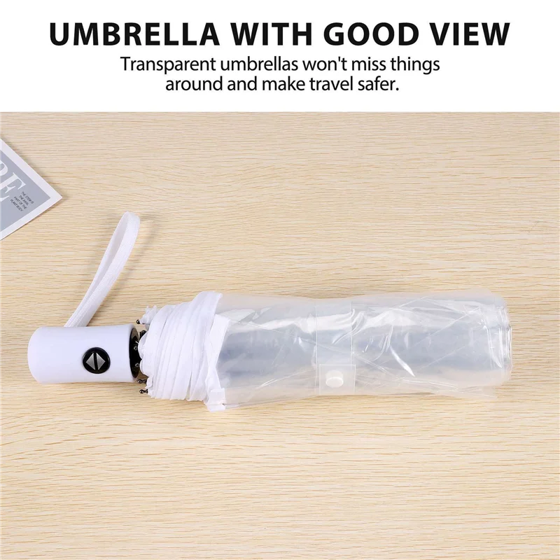 

【Promotion】Transparent Umbrella Automatic Umbrella Rain Women Men Sun Rain Auto Umbrella Compact Folding Windproof Style Clear U