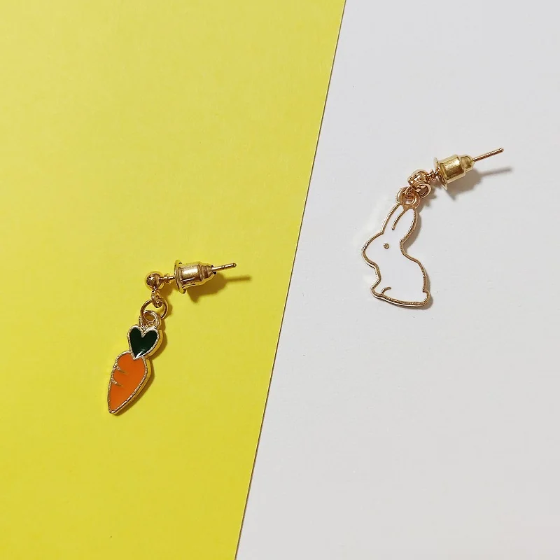 Асимметричные-мини-кролики-золотого-цвета-редис-цветы-медвежья-лапа-радужные-серьги-капли-для-детей-женщин-милые-серьги-кролики-для-девочек