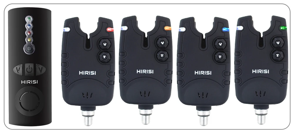 Hirisi Drahtloses Karpfenangel-Alarmset 1+4 Wasserdichter Angelwarnmelder SQ-4 Bissanzeiger – Detail 2