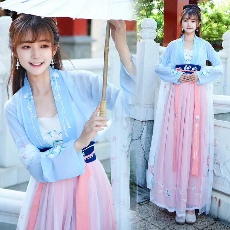 فستان نسائي تقليدي وردي من Hanfu لعام 2022 زي صيني قديم جميل للرقص Hanfu أصلي رداء للأميرة تانغ سلالة