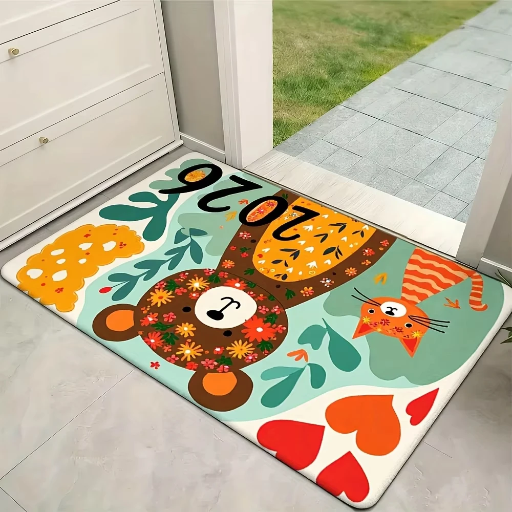 

Фланелевой узор с милым медведем Vikarma, подходящий для дверного коврика, коврика для кухни, ванной комнаты, гостиной, спальни и дома, декоративный Carpe