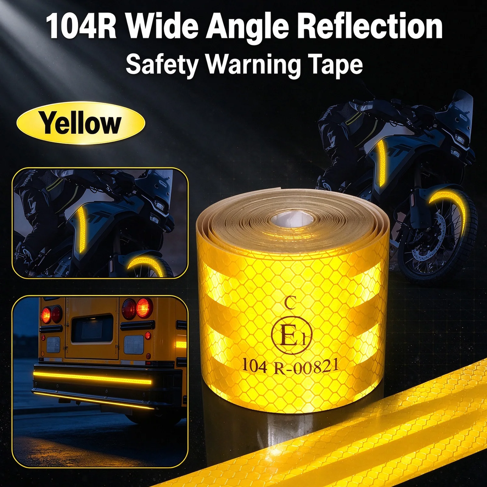 Waterproof Retro Reflective Conspicuous Tape 104R Yellow Safety Warning Reflective Sheet Is Commonly Used At Construction Sites
