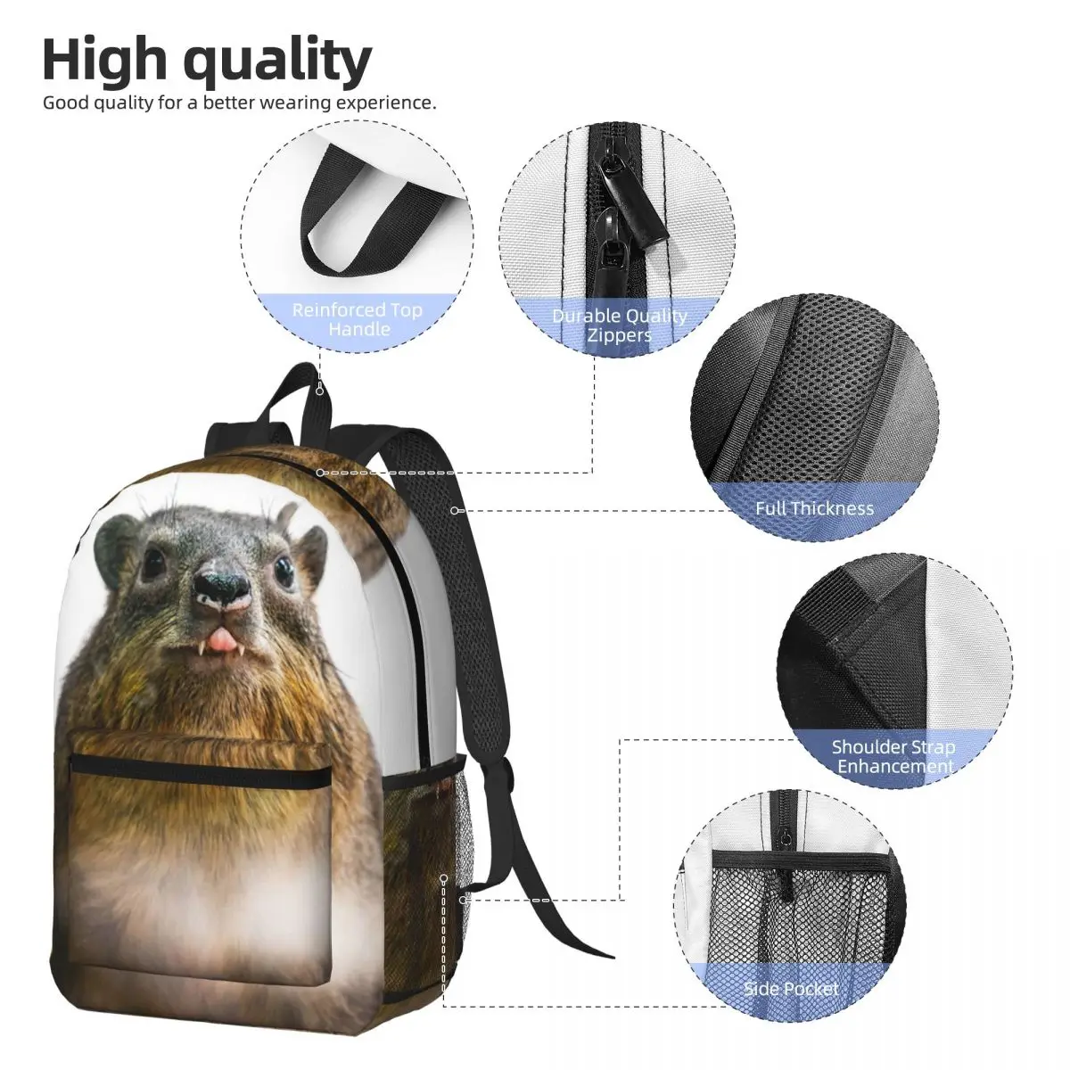 Rock Hyrax Photo Cute Vampire Potato Backpack Boys Girls BookBag Kids School Bag Laptop Shoulder Bags for Men Women