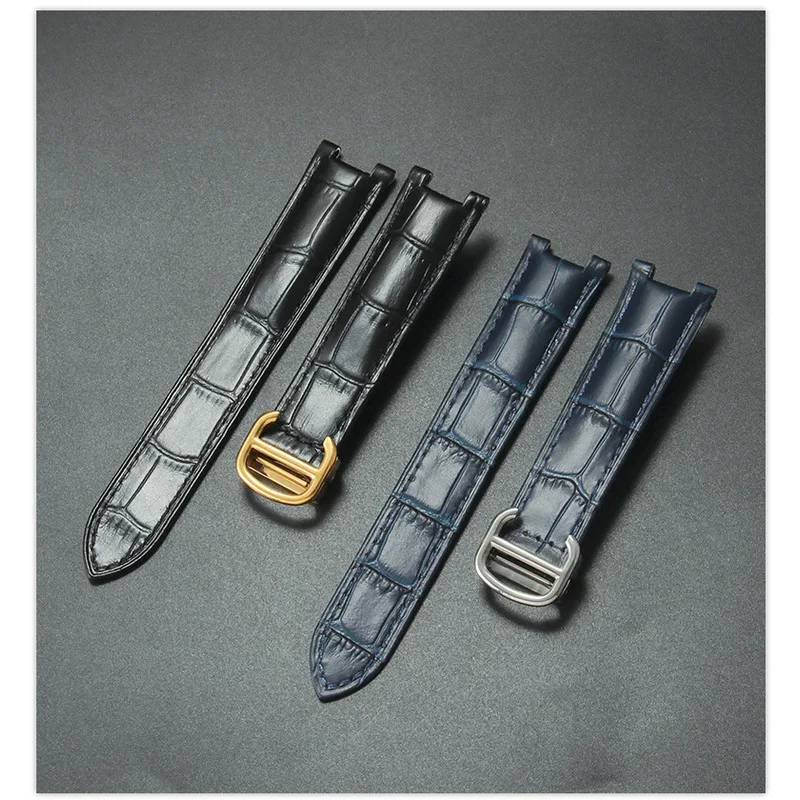 Applicable to Cartier-PashapashaSeries watch strap for men with notched genuine leather cowhide watch strap18 20 22mm