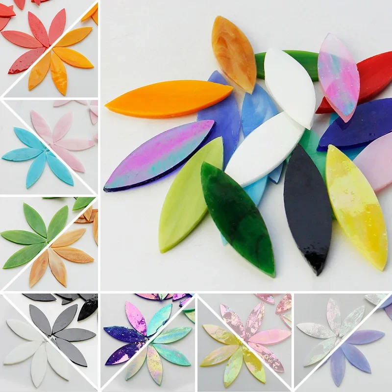 Color Leaf Shaped Mosaic Tiles Stained Glass Mosaic DIY Handmade Coaster Mosaic Puzzle Making Art Wall Decoration Supplies