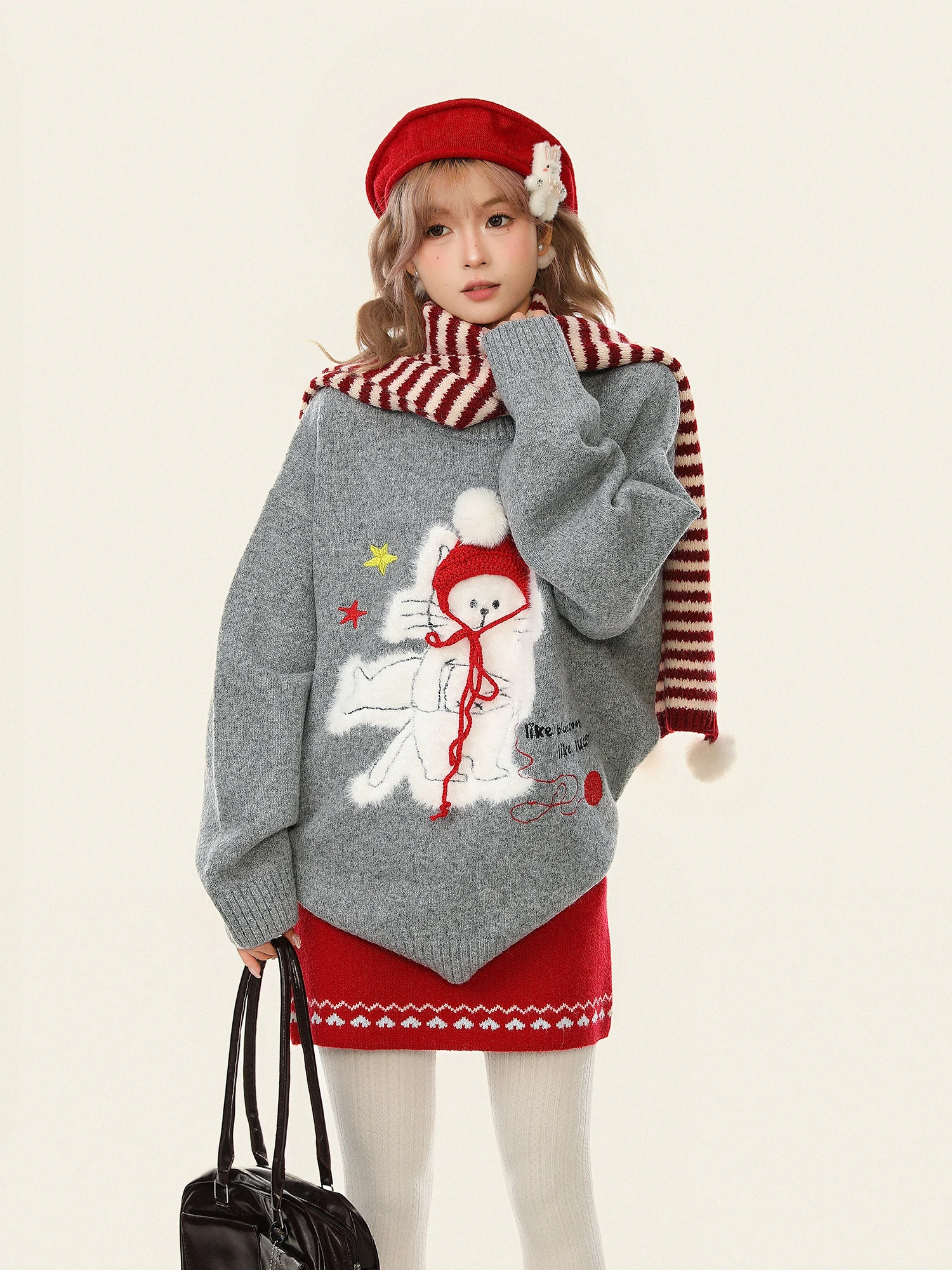 

Sweet Sle Cisas Snowman круглый свободный женский свитер осень-зима удобный вязаный топ повседневный Brolly Biscuit