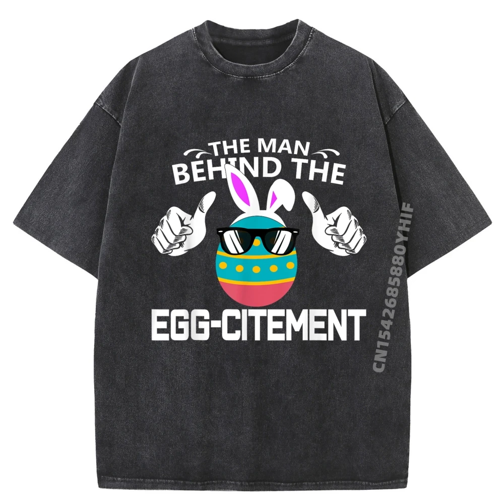 

Mens Printed Tshirt The Man Behind The Egg Citement Black Graphic T Shirts Leisure Washed Tshirt For Men Japan Style