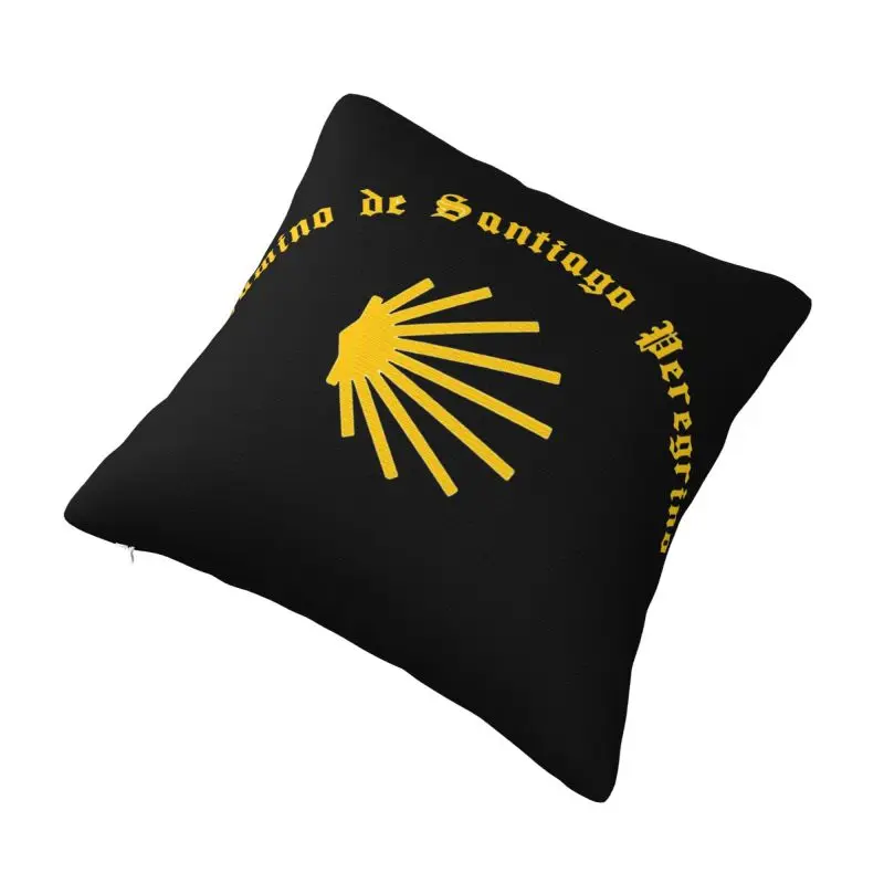 Custom Camino De Santiago Peregrino With Seashell Cushion Covers 45x45cm Velvet Throw Pillow for Sofa Car Square Pillowcase