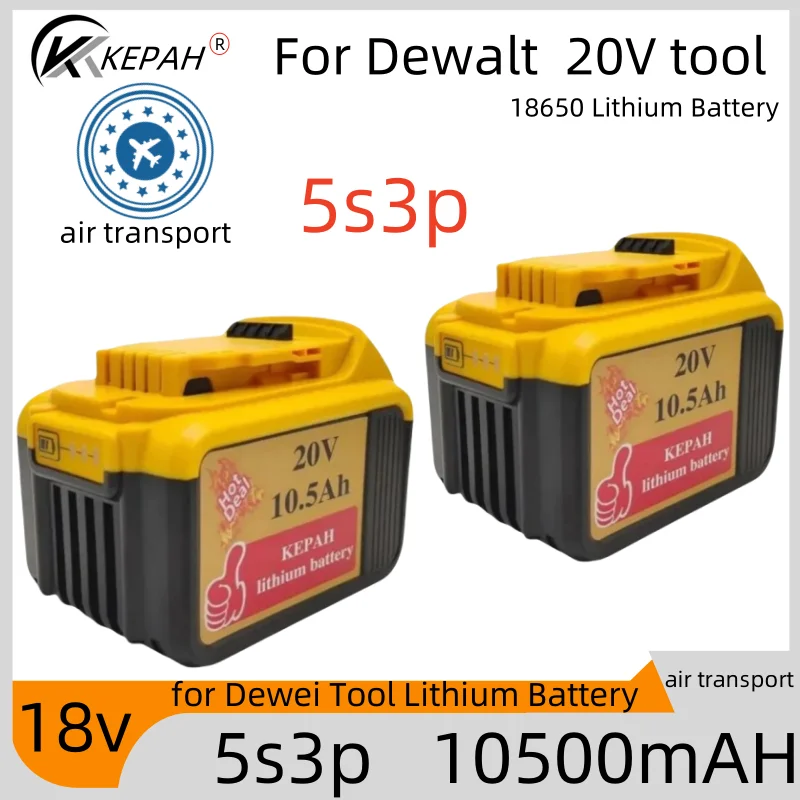 Suitable for Dewalt DCB200 20V10.5Ah battery 10.5Ah replacement lithium-ion battery DCB207 DCB204 DCB203 power tool LED battery