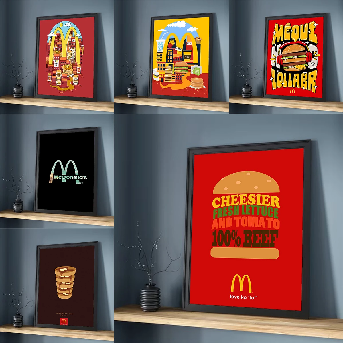 Home Interior Decoration Room M_McDonalds Logo Poster Art Wall Decor Decorative Paintings Vintage Decorations Pictures Living