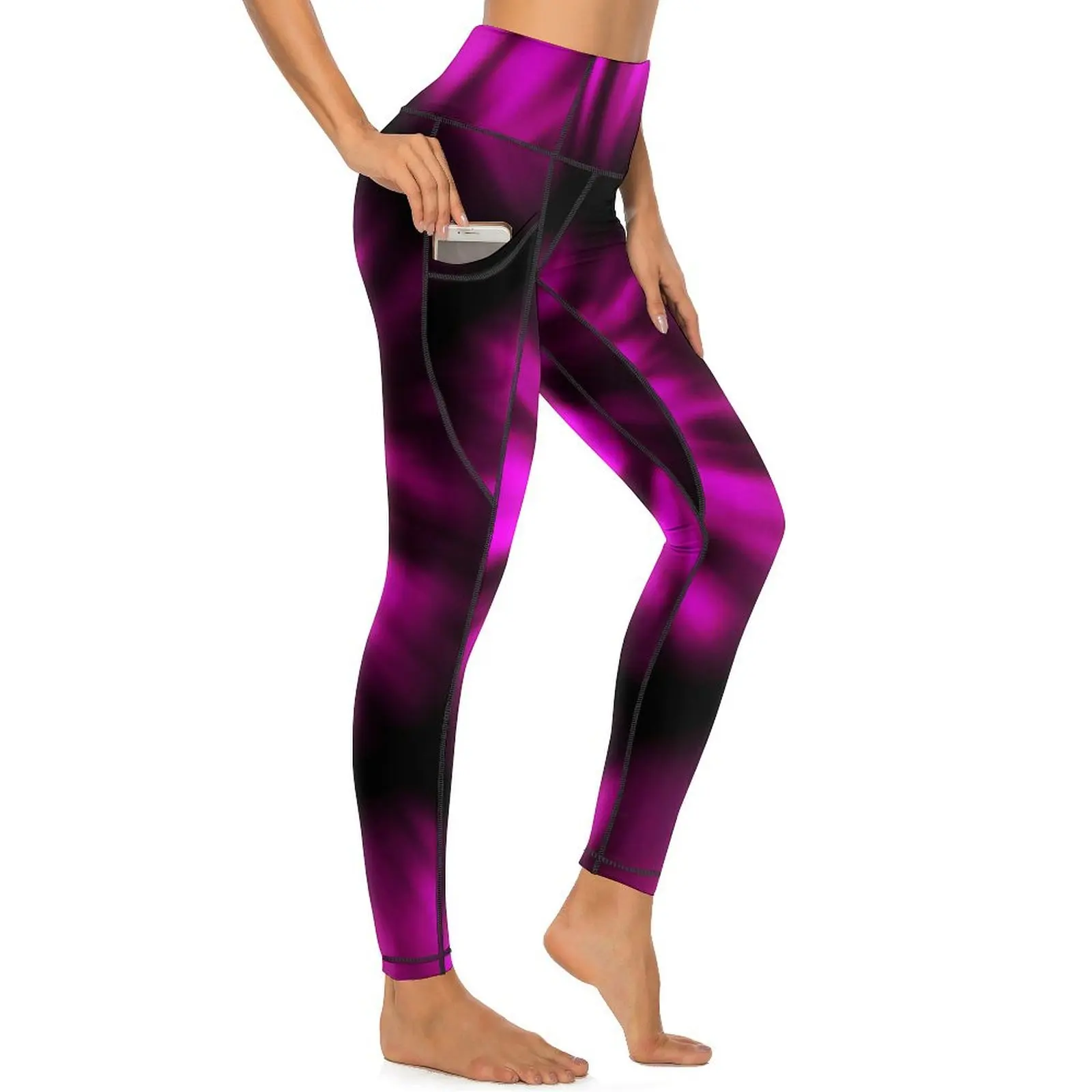 Purple Black Tie Dye Leggings Sexy Spiral Print Push Up Yoga Pants Kawaii Stretch Leggins Lady Design Gym Sport Legging