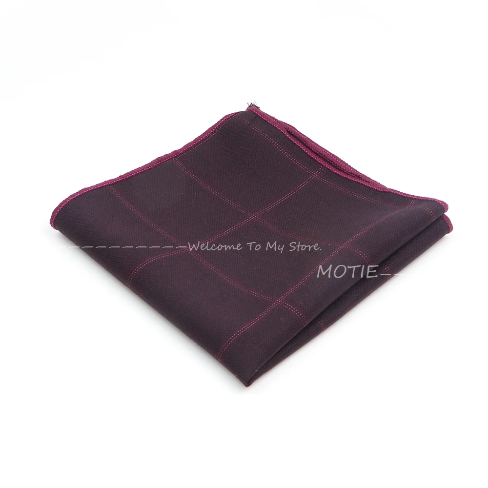 Abito scozzese a righe in lana quadrata Hanky Grey borgogna Square Hanky Cravat per accessorio per colletto della camicia della festa nuziale d'affari