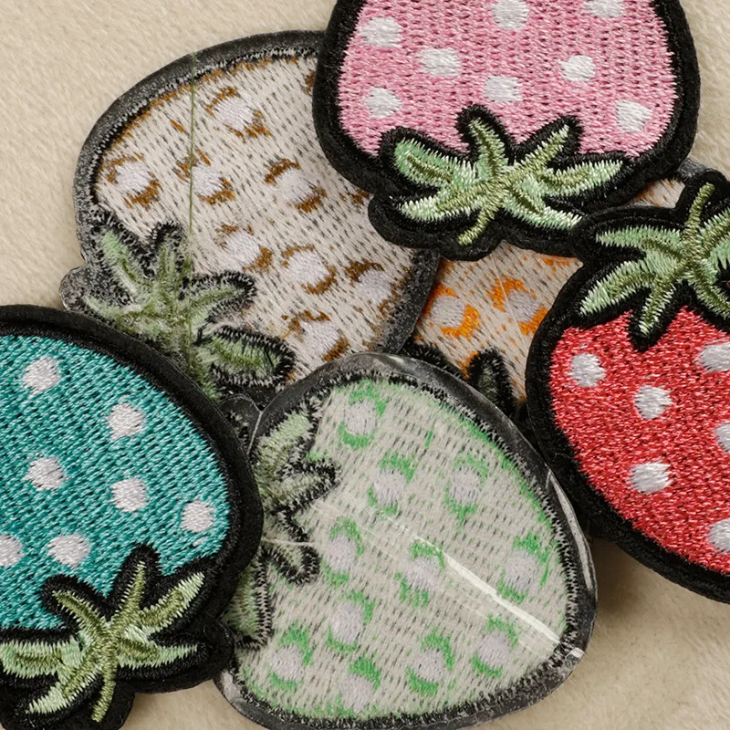 16-teiliges Erdbeer-Aufnäher zum Aufbügeln für Kinder, zum Aufbügeln, für Kleidung, thermoadhäsive Nähen, Applikation, bestickt, Bulk-Jacke, Mochila – Detail 6