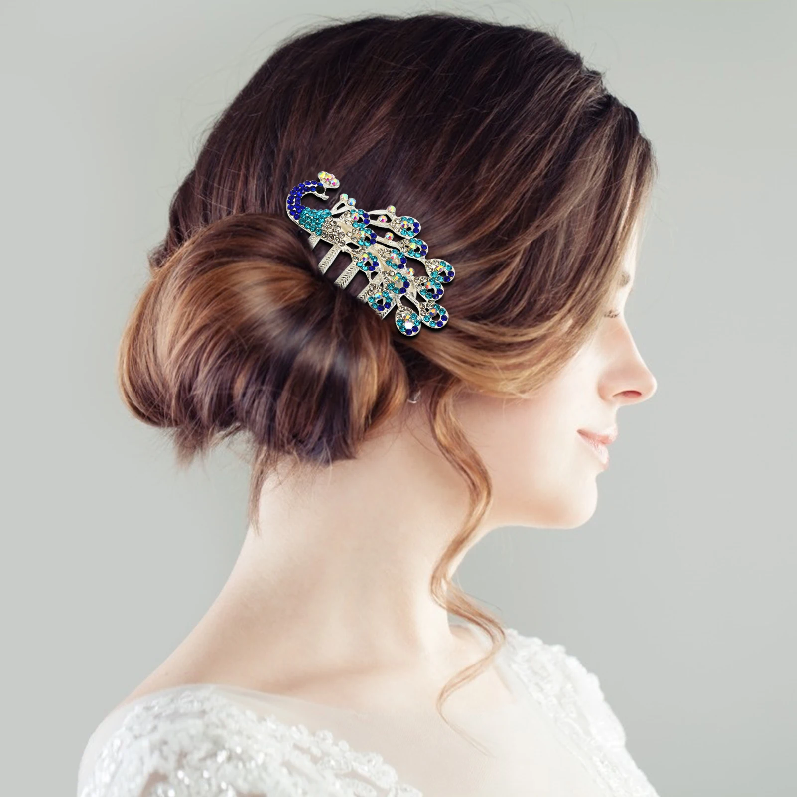

Phoenix Rhinestone Hair Comb Blue Wedding Accessories for Women Bridal Party Dance Special Occasions Hair Care Styling