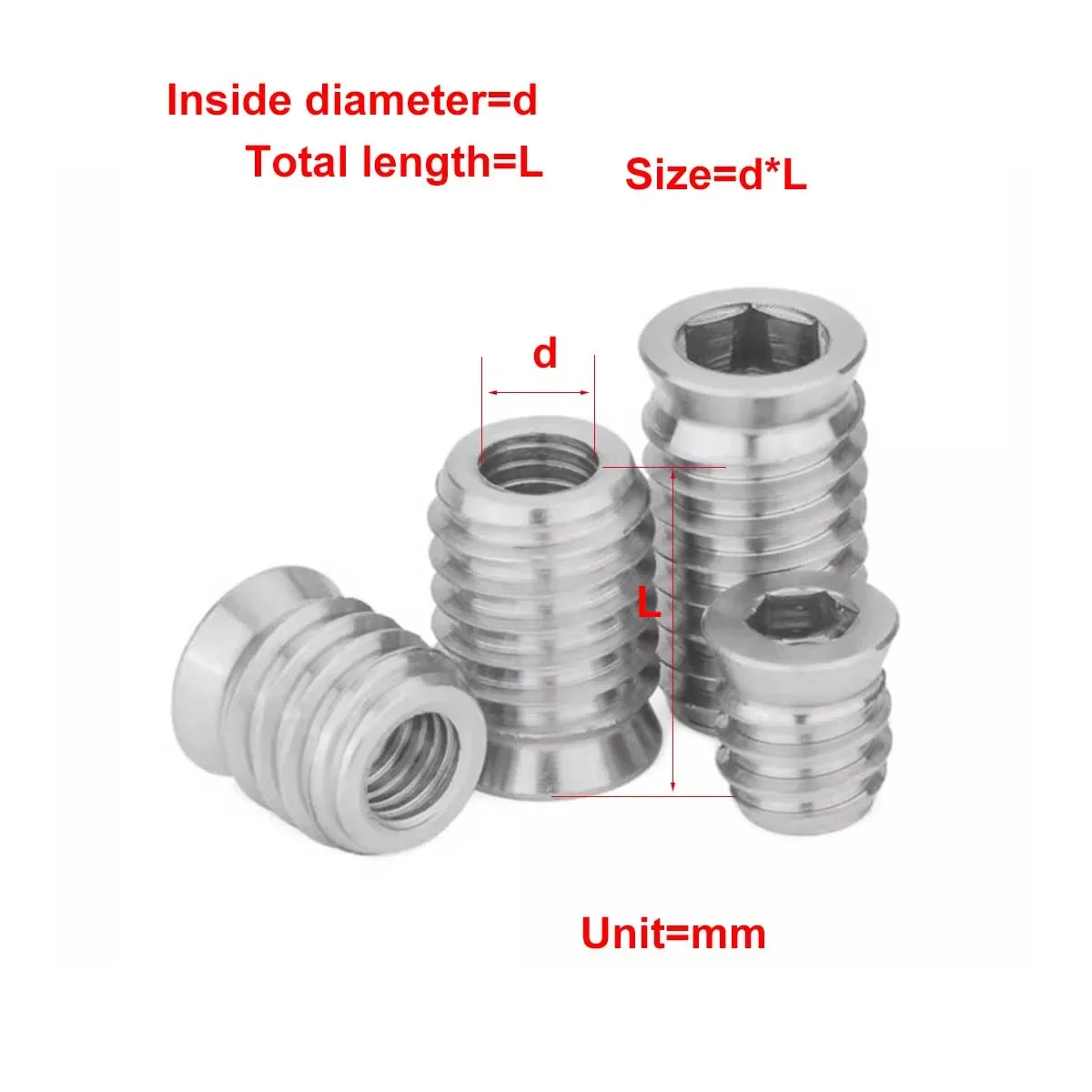 

304 Stainless Steel Inner And Outer Teeth Furniture Nuts/Hexagonal Countersunk Head Embedded Wooden Nuts With Intermediate