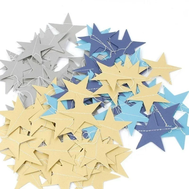 Neue 2 stücke 1set Papier Stern Banner Girlanden 4M Geburtstag String Kette Banner Ornamente Vorhang Hochzeit Party zimmer Dekor Liefert – Detail 6