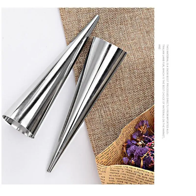 1~10PCS Kitchen Stainless Steel Baking Cones Horn Pastry Roll Cake Mold Spiral Baked Croissants Tubes Cookie Dessert Tool ZXH