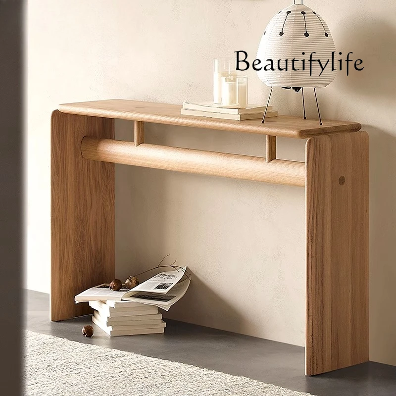 

Imported White Oak Solid Wood Entrance Table Wabi Sabi Wind Japanese Natural Wind Art Entrance Platform