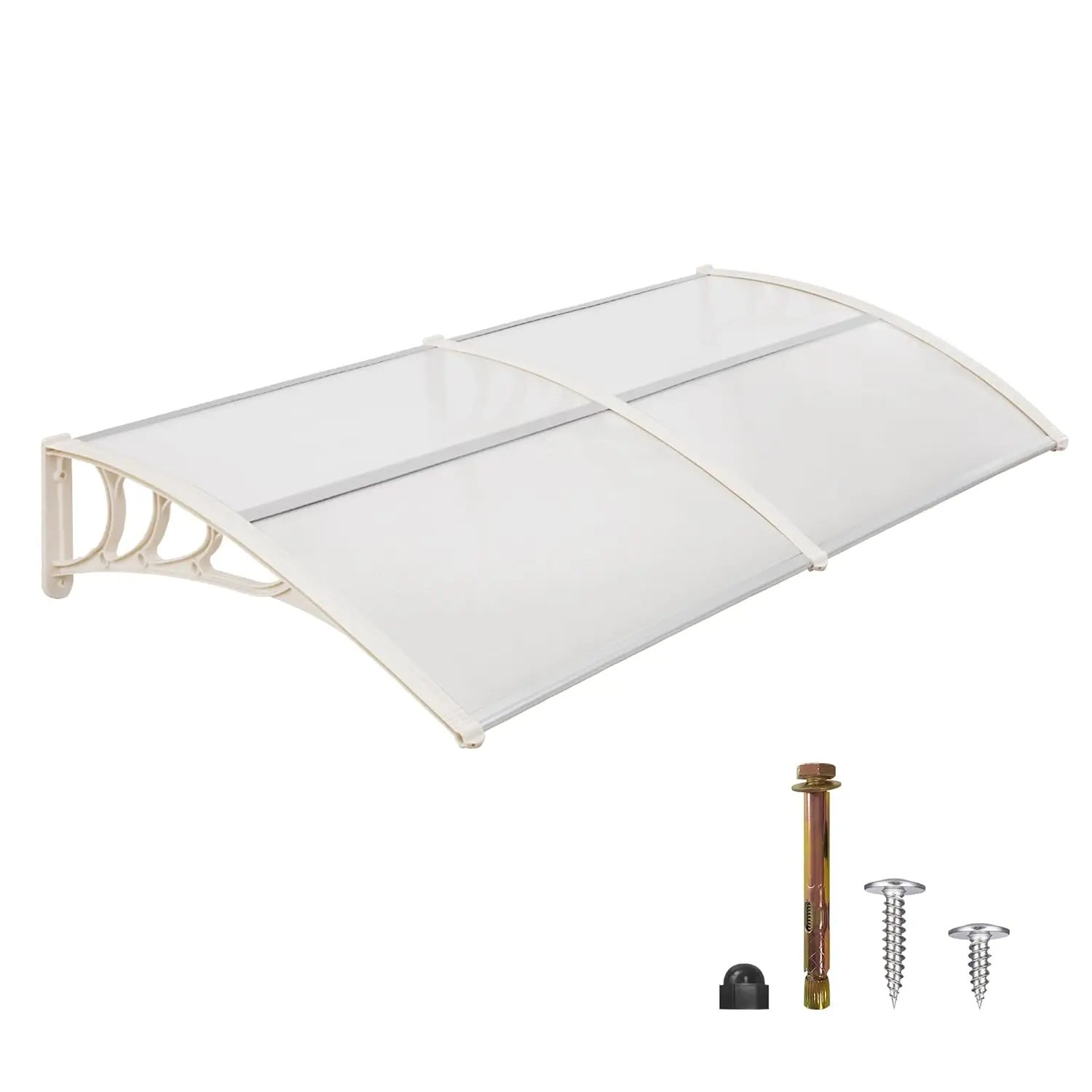 

Навес для окна/двери/патио из поликарбоната, 78,2 дюйма (40''x80''), белые панели с белой отделкой, на заказ