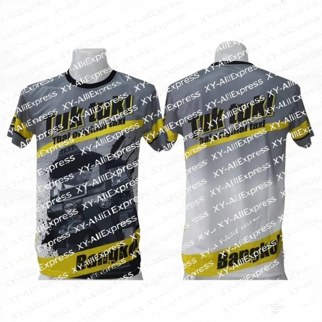 Bangkok Tuk Tuk Vintage Splash Print Short Sleeve Tee, Breathable Quick-Dry for Thai Culture Lovers City Tour Outfit