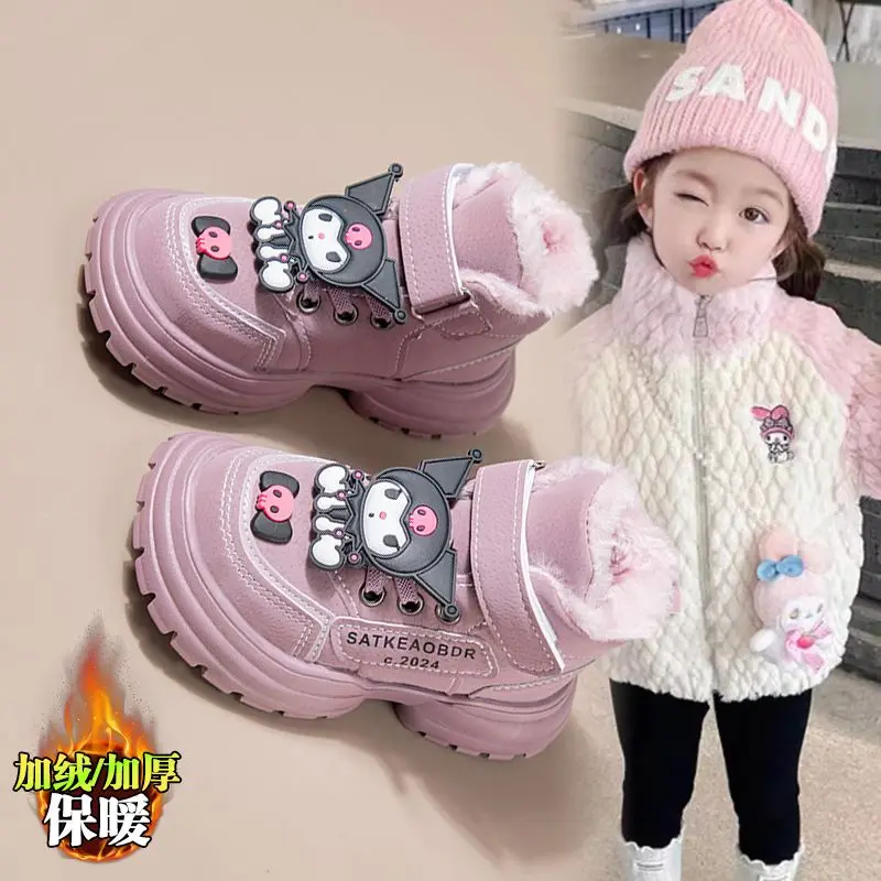 

Sanrio Kuromi хлопковая обувь принцесса стиль детская Удобная Девочка Аниме Фигурка зимние снегоступы конфетная мультяшная новая стильная обувь