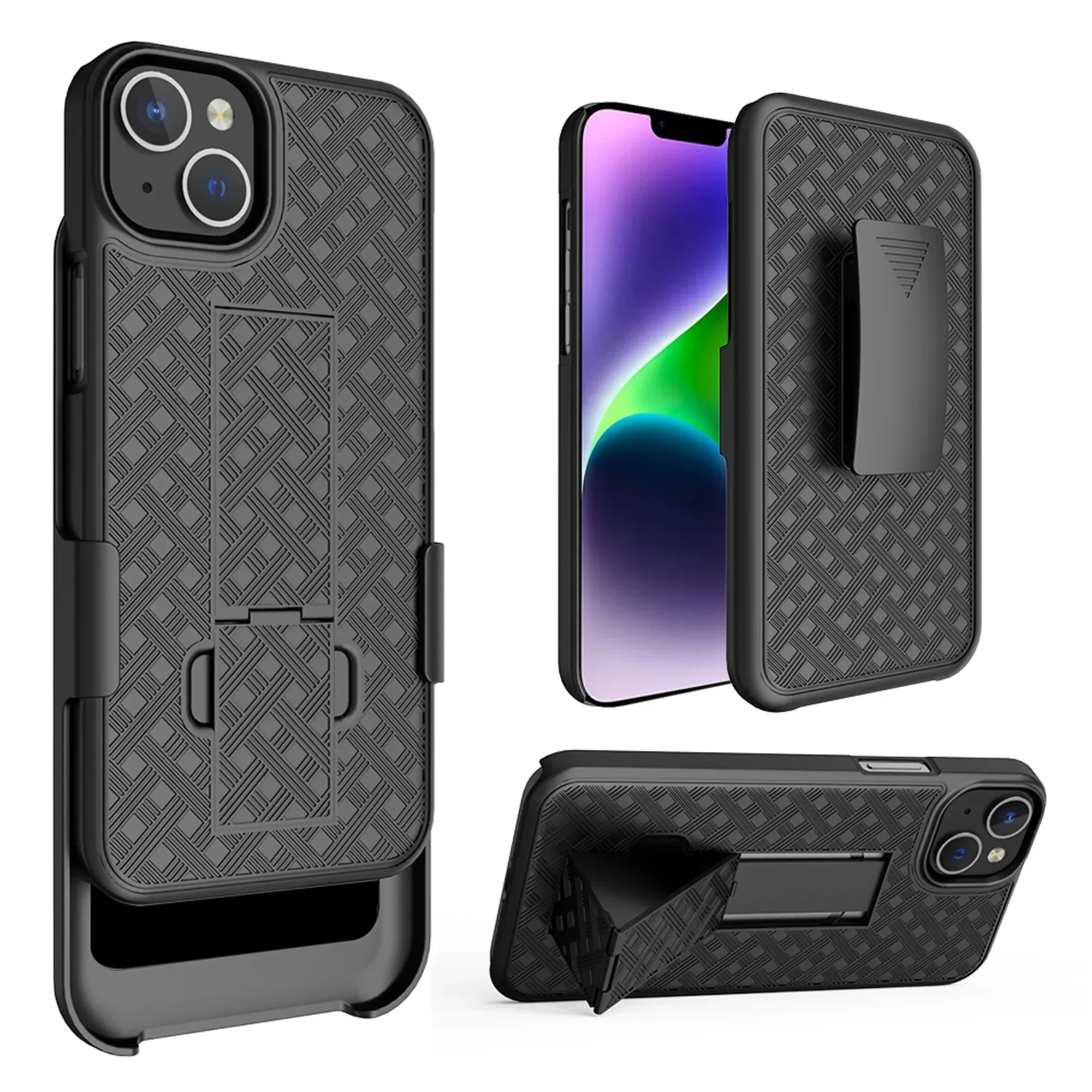 2In1 Hard Shell Holster Combo Case Waist Belt Clip Phone Cover for IPhone 17 Air 16 Pro Max 15 Plus 14 13 12 Mini 11 Pro