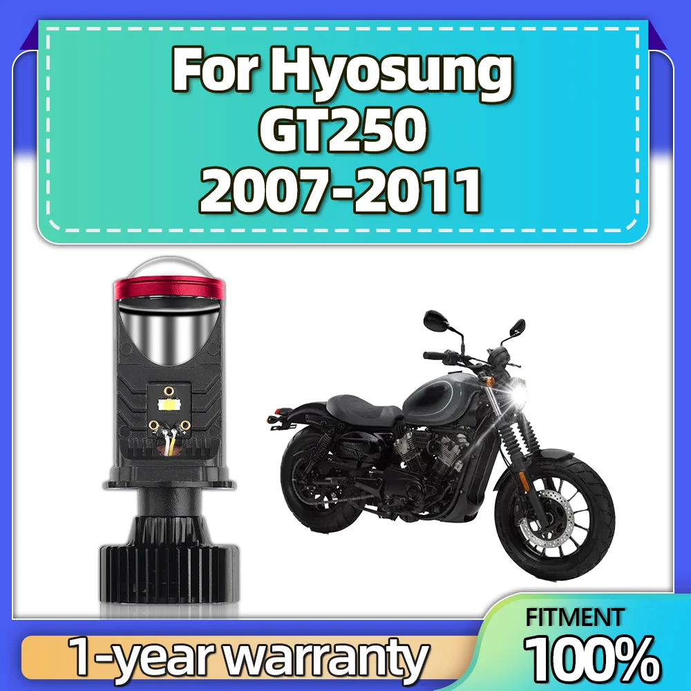 Motorbike Hi Lo Beam Motorcycle H4 LED Projector Headlight Lens 6000K Cut-off Line For Hyosung GT250 2007 2008 2009 2010 2011