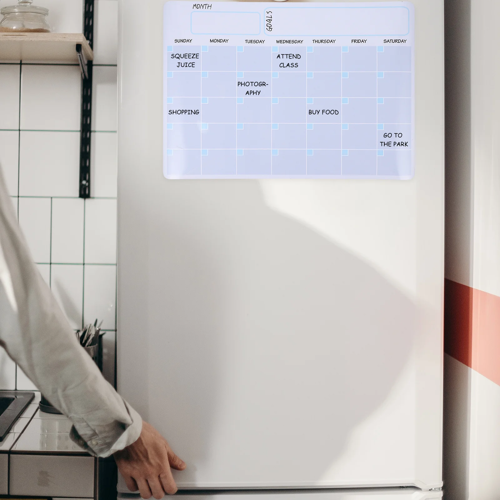 لوحة تخطيط شهر الأسبوع المغناطيسية، تقويم الثلاجة، سبورة بيضاء لتنظيم جدول الوجبات، ثلاجة فكرة هدية للأطفال العائلية #1