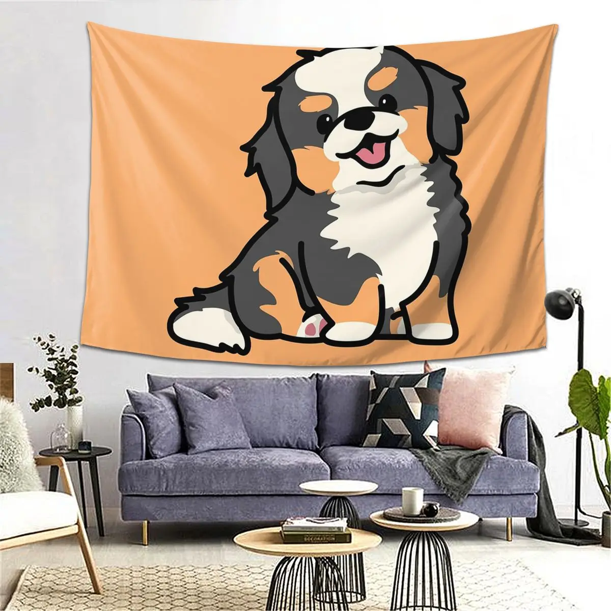 

Cute Bernese Mountain Dog Puppy Tapestry Decor Art Aesthetic Tapestries for Living Room Bedroom Home Wall Cloth Wall Hanging