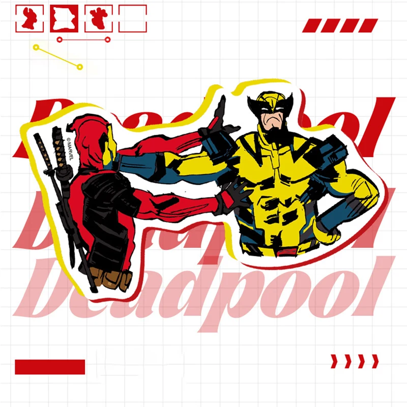 50Pcs Deadpool 3 Stickers Walt Disney Marvel Heroes Wolverine and Deadpool Creative Funny DIY Mobile Phone Luggage Stickers