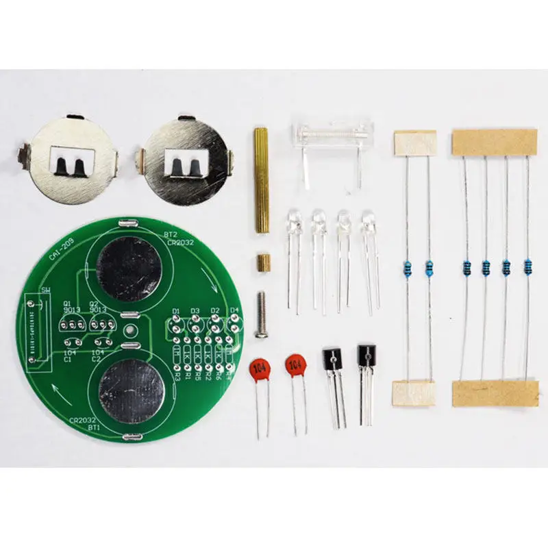 LED Gyroscope Kit, DIY Mini Project, Desktop Rotating Colorful Light Electronic Making Loose Parts